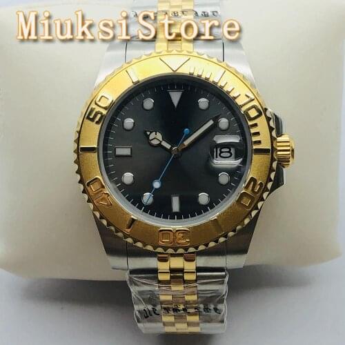 BLIGER 40mm Mens New Top Luxury Watch Sapphire Glass Stainless Steel Bezel Dark Grey Sterile Dial Luminous Mens Automatic Watch