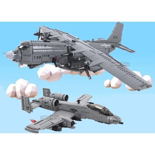 NEW 1700PCS Military Toys AC-130 War A10 Attack Fighter Airforce Plane SWAT Figures Idea Building Block Bricks Model Kid Gift