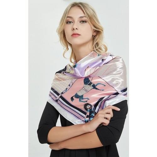 New Square Neck Scarf for Women Shawl Neck Wrap Headband Fashion Lady Foulard Neckerchief Floral Animal Print Scarves Bandana
