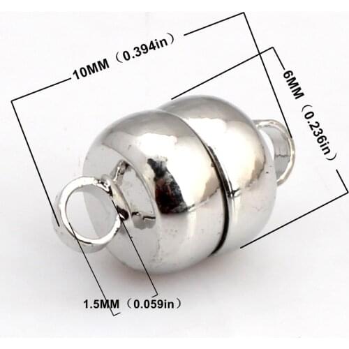 OlingArt 6*10mm 3pcs/lot Flat round Magnetic Clasp Rhodium DIY various rope bracelets and necklaces Jewelry making NEW 2020