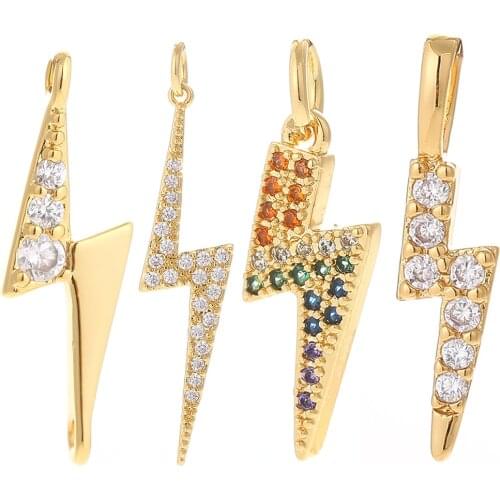 Lightning Charms for Jewelry Making Supplies Shining Pendant Diy Earring Bracelet Necklace Copper CZ Zircon Accessories