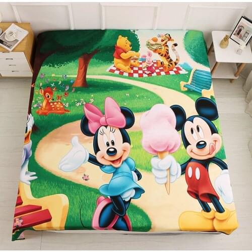 Mickey and Minnie Mouse Bedsheet for Kids Bedroom Single Twin Size Bedding Polyester Bed Linen 3D Printed 300TC Flat Sheet Child