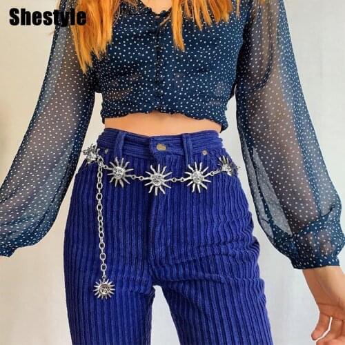 Shestyle 2020 New Style Sun Moon Belt Women Fashion Metal Punk Streetwear Chain Accessories Novelty Gothic Matches Thing