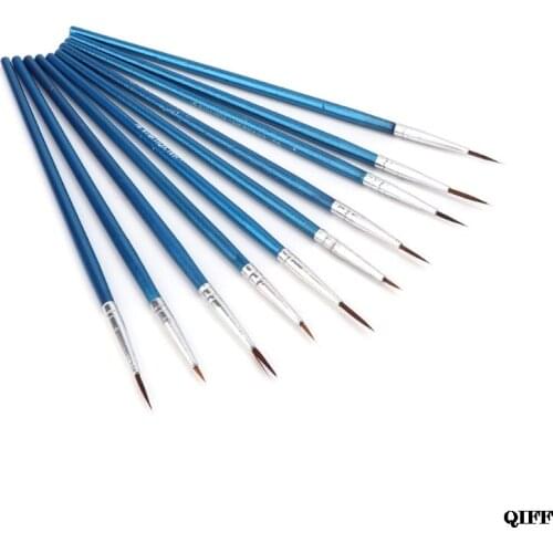 Drop Ship&Wholesale 10Pcs Nylon Hair Artist Paint Brush Acrylic Watercolor Round Fine Hand Point Tip APR29