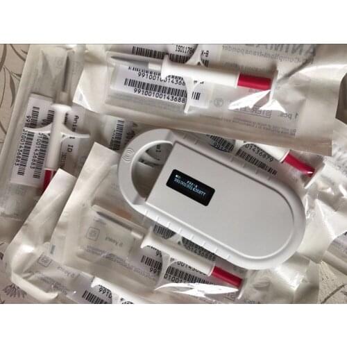 Readell x1pc Animal Handheld Reader RFID 134.2KHz +x60pcs 2.12*12mm animal Microchip Injector FDX-B