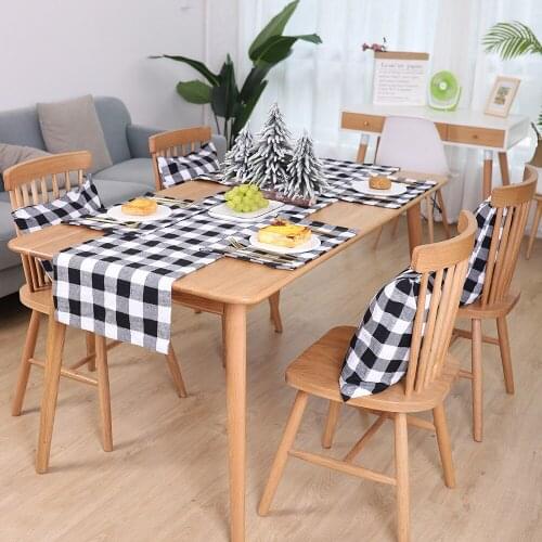 Christmas Table Decoration Festival Home Decoration Layout Plaid Tablecloth Cushion Nordic Simple Table Flag