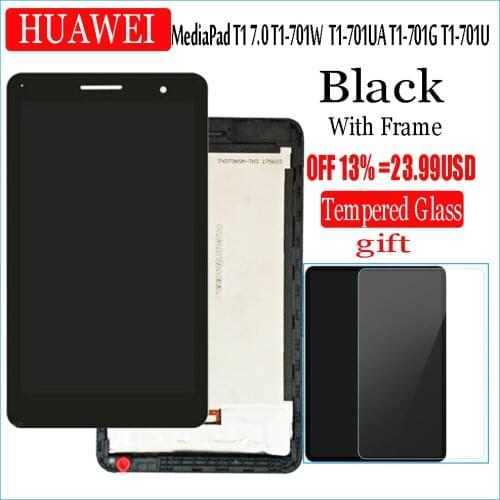 With Frame LCD Display and with Touch Screen For HUAWEI MediaPad T1 7.0 701 T1-701 701U T1-701U 701UA T1-701UA Digitizer