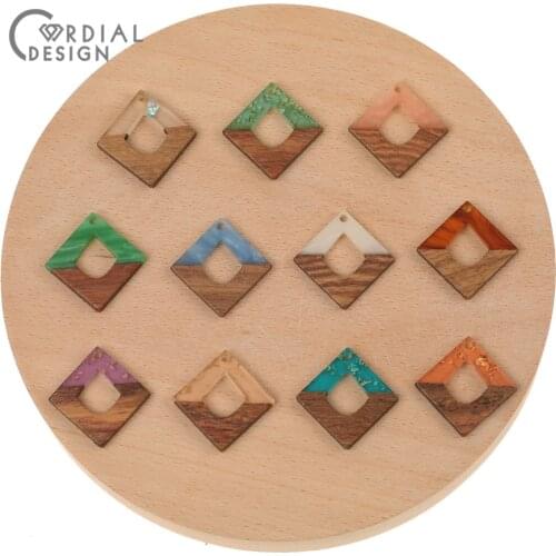 Cordial Design 50Pcs 28*28MM Earring Accessories/DIY Making/Jewelry Findings & Components/Natural Wood & Resin/Pendant/Hand Made