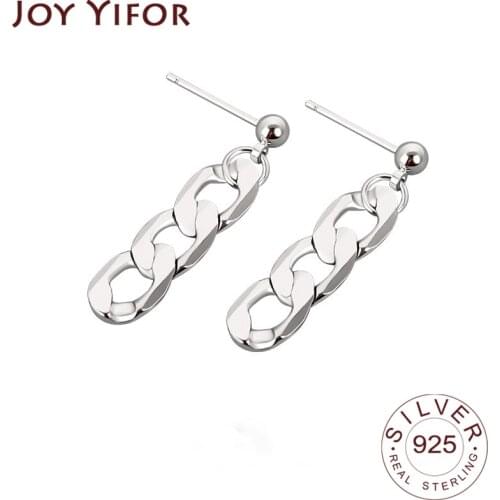 925 Sterling Silver Earrings For Women Trendy Jewelry Vintage Simple Retro Party Accessories Gifts Chain Shape Earring