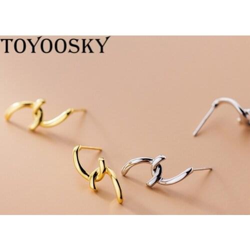 TOYOOSKY 925 Sterling Silver Two Letter J Shape Earrings INS Simple Geometric Fine Silver Jewelry for Women Girl Gift Wholesale