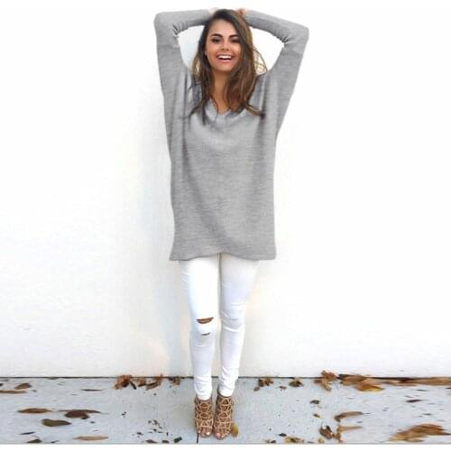 Women Sweaters Autumn Long Sleeve V Neck Pullovers Casual Loose Long Sweater Women Thin Pullovers For Female XXL