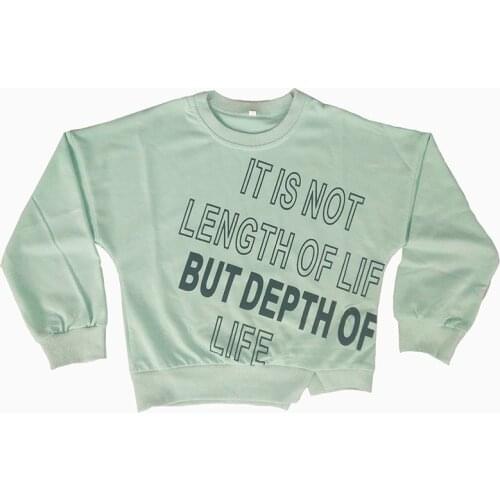 5-9Years Unisex Children Letter Print Sweatshirt Loose Fit Long Sleeve O-neck Bottom Split Pullover