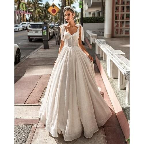 SSYFahion New Luxury Evening Dress Sweetheart A-line Lace Appliques Shining Beach Party Formal Gowns for Women Vestido De Novia