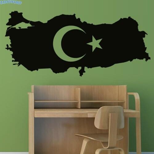 ZOOYOO Turkey Map Wall Stickers Hollow Out Moon And Star Wall Decals Wallpaper For Children Kids Room Decoration
