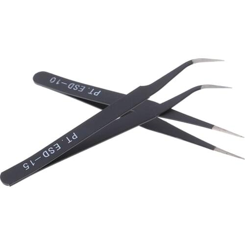 1PC Micro Stainless Steel Point Curved Straight Tweezers Fine Tip