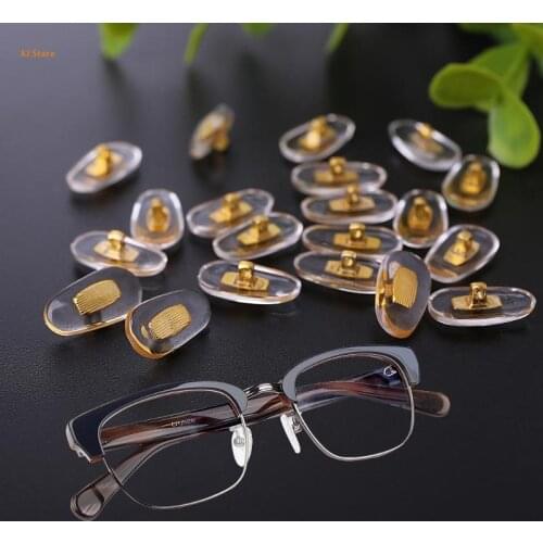 10 Pairs/Lot Golden PVC Glasses Anti Slip Aluminum Conductor Silver Nose Pads
