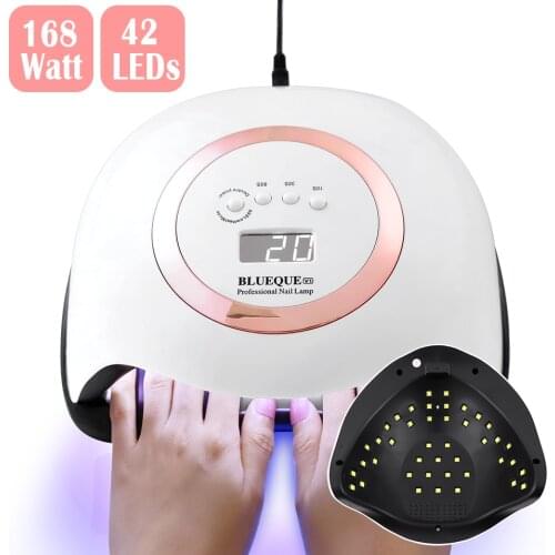 168W Nail Lamp UV LED Lamp For Gel Varnish Gel Nail Curing Tools With LCD Display 42 Lamp Beads Professional Use Manicure Lamp