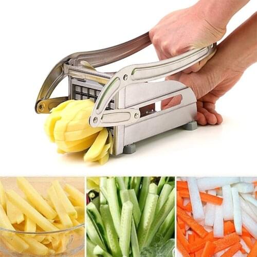 2 Blades Stainless Steel Home French Fries Potato Chips Strip Slicer Cutter Chopper Chips Machine Making Tool Potato Cut Fries