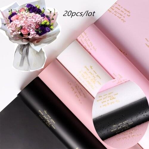 20pcs Small English Flower Wrapping Paper 60x60cm Waterproof Bouquet Wrapping Paper Gift Florist Wedding Arrangement