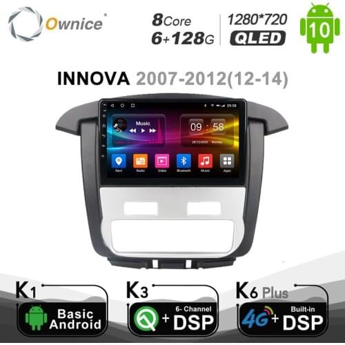 6G+128G QLED Android 10.0 Car Radio for INNOVA 2007-2012(12-14 GPS Navi Seteo System with 4G LTE DSP SPDIF BT 5.0 1280*720