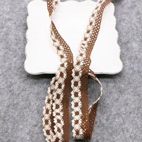 8 yard 2.4cm Wide Brown sewing fabric DIY decorative Cotton Crochet Lace hand decoration DIY material
