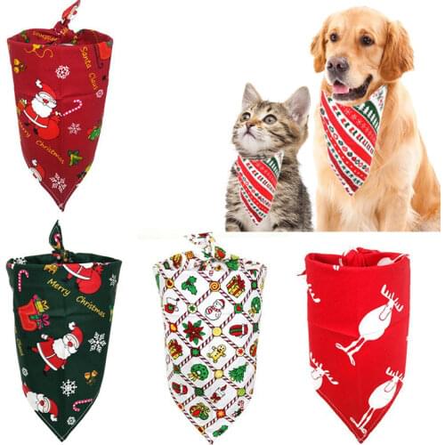 Pet Dog Bandana Adjustable Dog Cat Scarf Cotton Puppy Bandanas Bibs Washable Pet Neckerchief Christmas Pet Saliva Towel