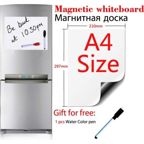 A4 Size Magnetic Whiteboard Fridge Sticker Dry Erase White Boards School Home Office Kitchen Message Board Gift 1 Black Pen