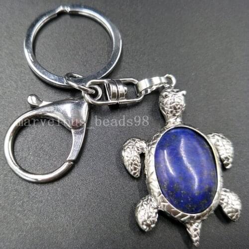 Free Shipping Beautiful jewelry Natural Lapis Lazuli Turtle Key Chain Hang Pendant bag MC5050