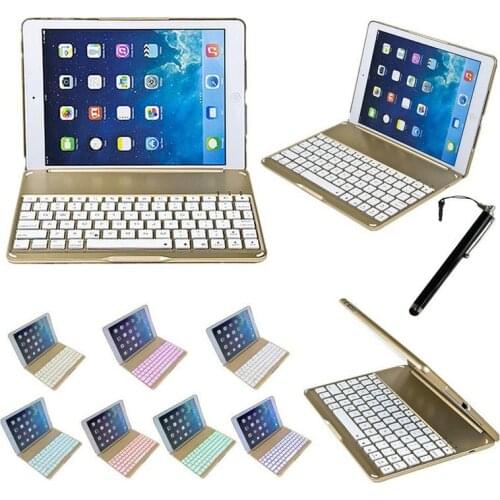 2 in 1 Wireless Bluetooth Keyboard Cover For iPad Air 5 Case 9.7inch Fashion Thin Aluminum F8 Aluminium Colorful Backlit Light