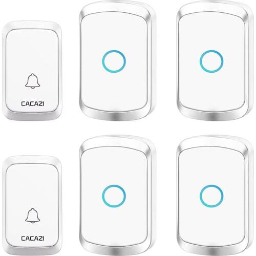 CACAZI Wireless Doorbell 300M Remote Waterproof 2 Button 4 Receivers Intelligent LED Light Home Door Bell Cordless 58 Chimes