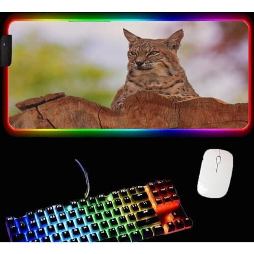 Cheetah animal big mouse pad RGB gaming accessories desk mat 40x90cm LED luminous 7-color carpet mat XXL computer keyboard mat