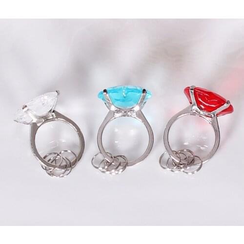 Fast shipping Multi Color Round Shaped Acrylic Diamond Ring Keychain Wedding favors
