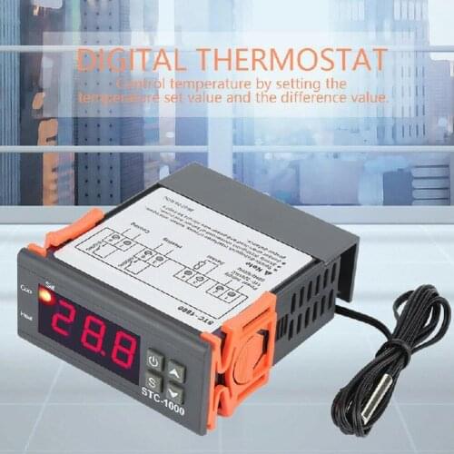 Digital Temperature Controller Thermostat Thermoregulator LED 1000 12V STC 220V Relay Heating Cooling 24V STC-1000 10A incu P7I4