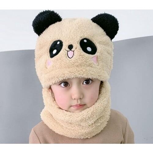 Childrens hats autumn and winter warm hats Cute stuffed turtleneck for boys and girls Baby cap and neck pose A plush warm hat