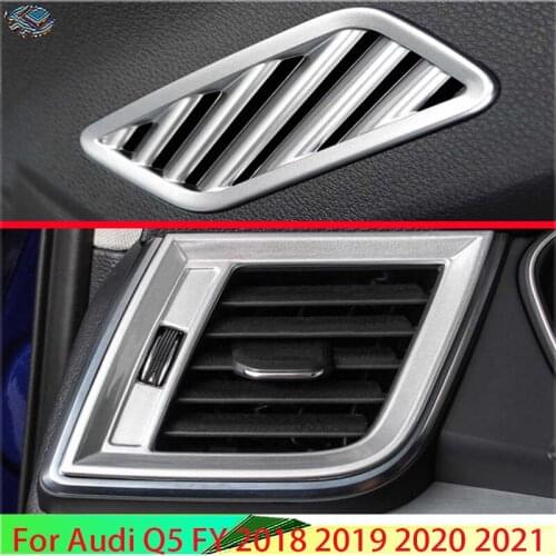 For Audi Q5 FY 2018 2019 ABS Chrome Matte Air Vent Outlet Cover Dashboard Trim Bezel Frame Molding Garnish Accent Styling