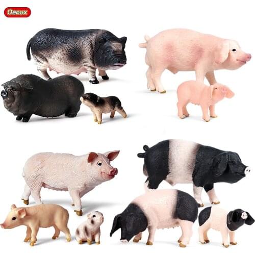 Oenux Farm Animals Model Simulation Poultry Pig Swine Sow Action Figures Figurine Lovely PVC High Quality Educational Kids Toy