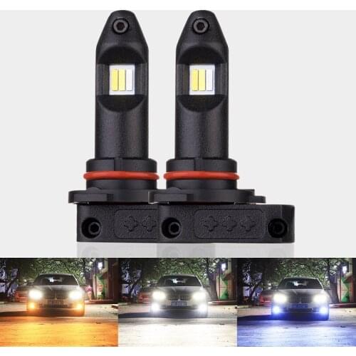 EURS H8 H9 H11 LED Car Headlight HB3 9005 HB4 9006 12V-24V 5000LM LED Fog Lihgt White Driving Lamp Bulb White Yellow Blue
