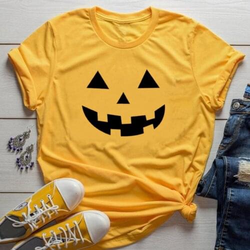 Pumpkin Halloween T-Shirt Casual Graphic Women Grunge Cotton Halloween Slogan Tee Pumpkin Vintage Vegan Clothing Tops Outfits
