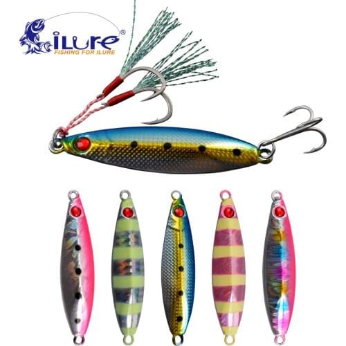ILure New Metal Slow Jig Spoon 15G 20G 30G 40G Artificial Bait Shore Fishing Jigging Lead Fish Sea Bass Fishing Lure Accessories