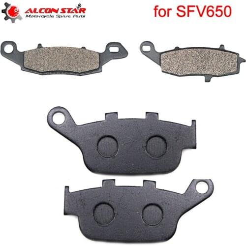 Alconstar- Motorcycle Disc Brake Pads Set Semi-Metal For Suzuki SFV650 2009 2010 2011 2012 2013 2014 Front & Rear Disc Pads