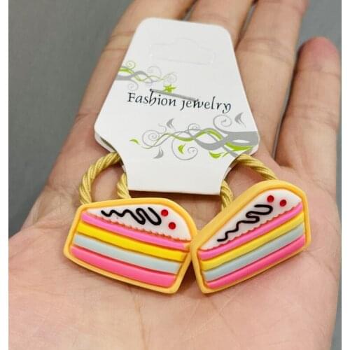 2Pcs Cute Cartoon Cake Ice Cream Coffee Headwear Kids Elastic Hair Bands Baby Headdress Children Ropes Girls Accessories