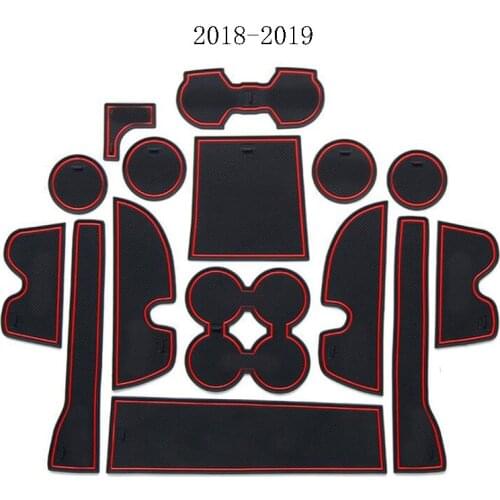 Gate slot mat For TOYOTA Land Cruiser Prado 150 2010-2018 2019 Interior Door Pad/Cup Non-slip mats red/white 15pcs Slot Coaster