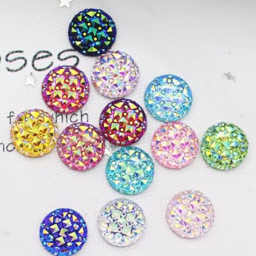 80PCS shiny AB Resin 12mm round Crocodile skin Flatback rhinestone DIY Ornaments jewelry making supplies Z115