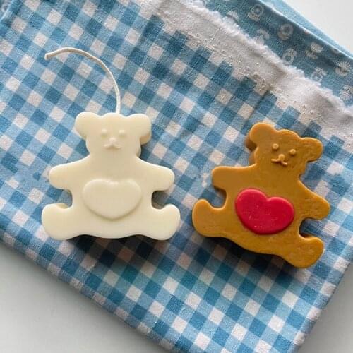 Love Bear Aromatherapy Gypsum Soap Mplds Christmas Chocolate Epoxy Baking Cake Handmade Cartoon Bear Silicone Candle Mold