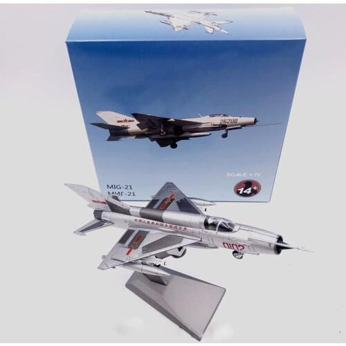 Diecast 1/72 J 7 MiG 21 Series Fighter Model Ornaments with Base Alloy Aircraft for Collectible Souvenir Show Gift Toy