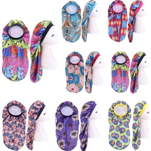 Fashion Women Printed Flower Elastic Bonnet Sleep Hair Care Turban Cap Long Tube Chemo Cancer Hat Muslim India Beanie Headwear