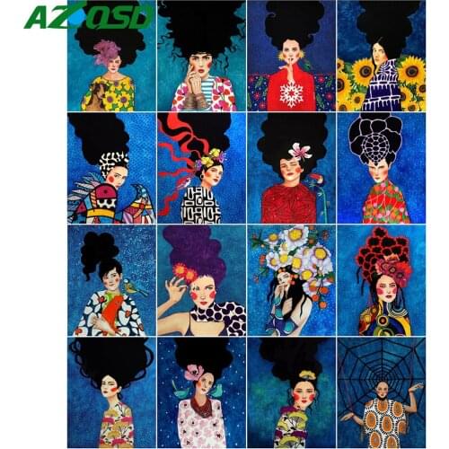 AZQSD DIY Coloring By Numbers Abstract Art Portrait Handpainted Gift Drawing On Canvas Painting By Numbers Girl Home Decor