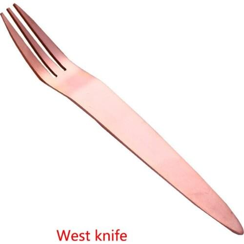 1 Piece Dinner Fork Set Stainless Steel Long Handle Golden Rose Gold Dinner Fork Set Korean Color Dessert Fork Hotel Party LH