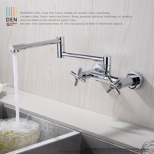 Wall type universal rotating folding all copper cold hot kitchen faucet washing pool mop pool dish basin sink faucet