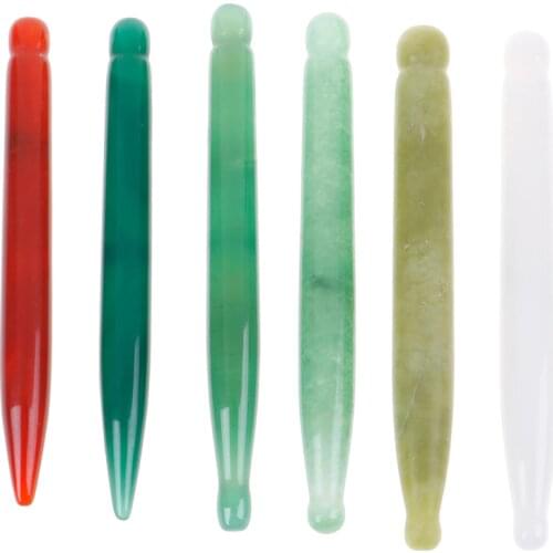 Natural Jade Face Acupuncture Point Guasha Massage Tool Spa Therapy High Quality Jade Stone Gua Sha Scraping Massager 6 Colors